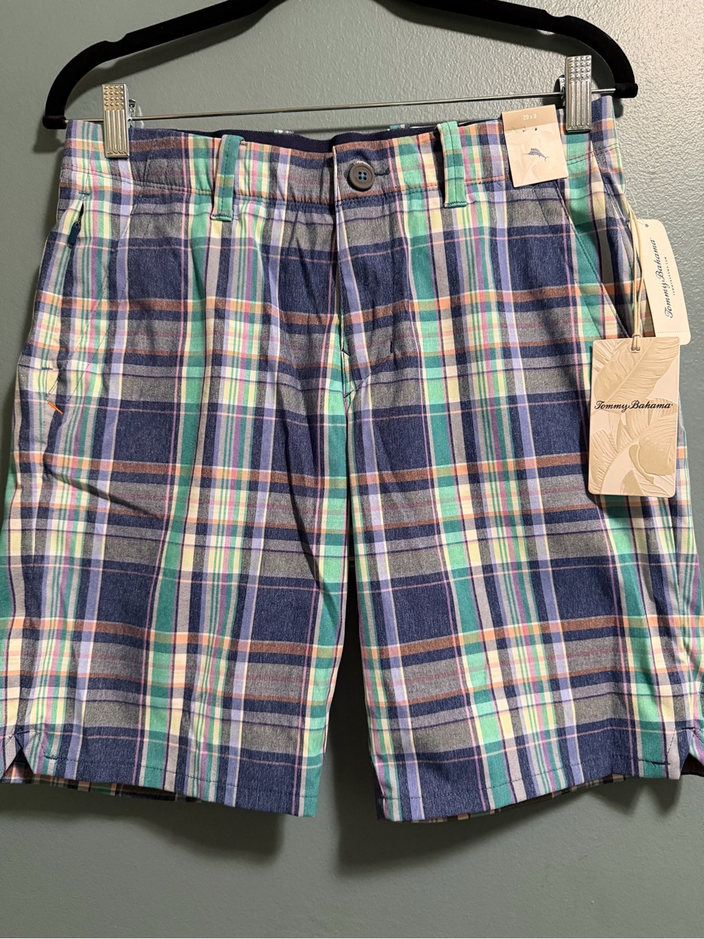 Tommy Bahama On Par Party Plaid 9” Shorts Men’s 29x9 Stretch UPF 30 NEW